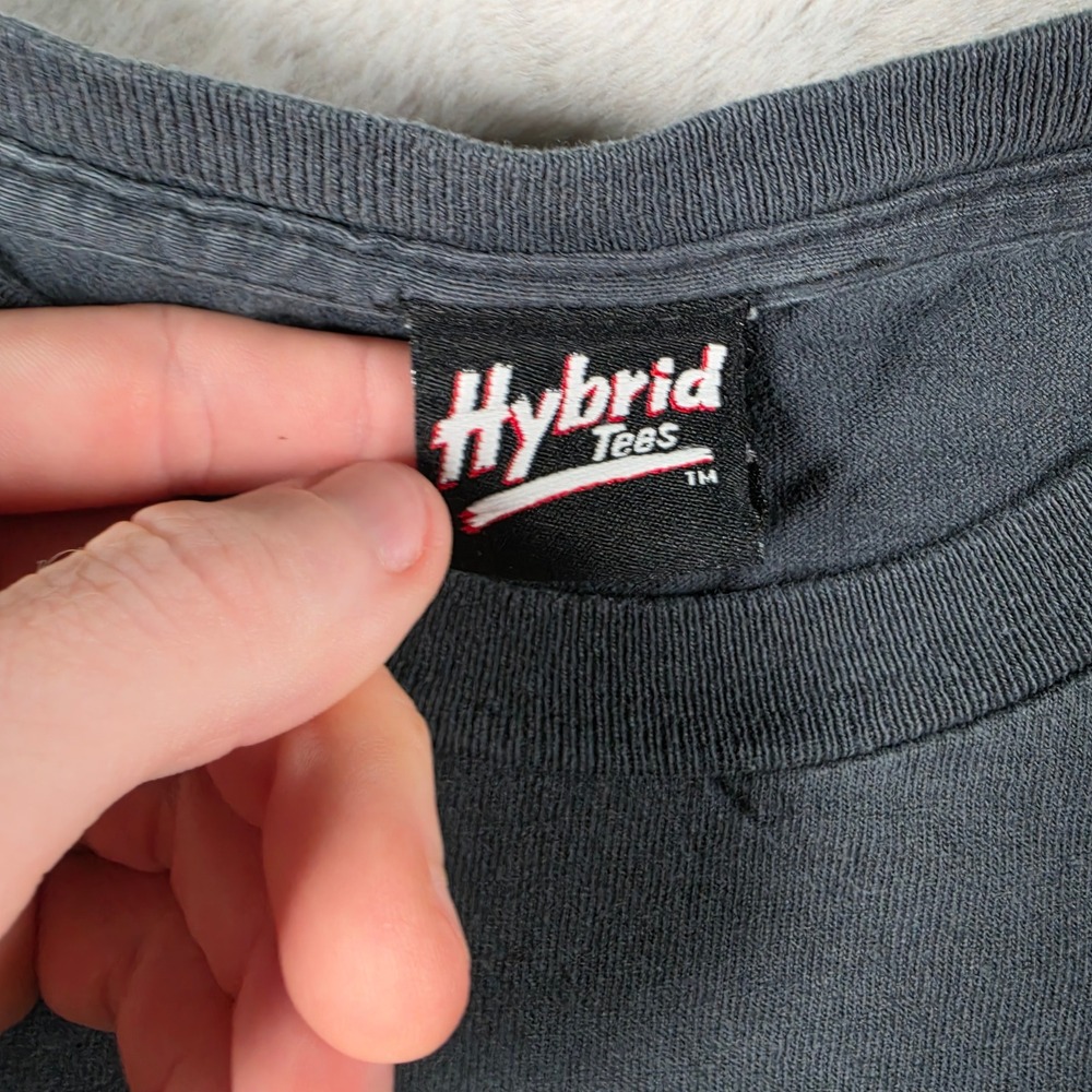 Hybrid Tees Graphic T-Shirt Mens L Faded Black Happy Place Sarcastic Y2K Grunge - Picture 3 of 7